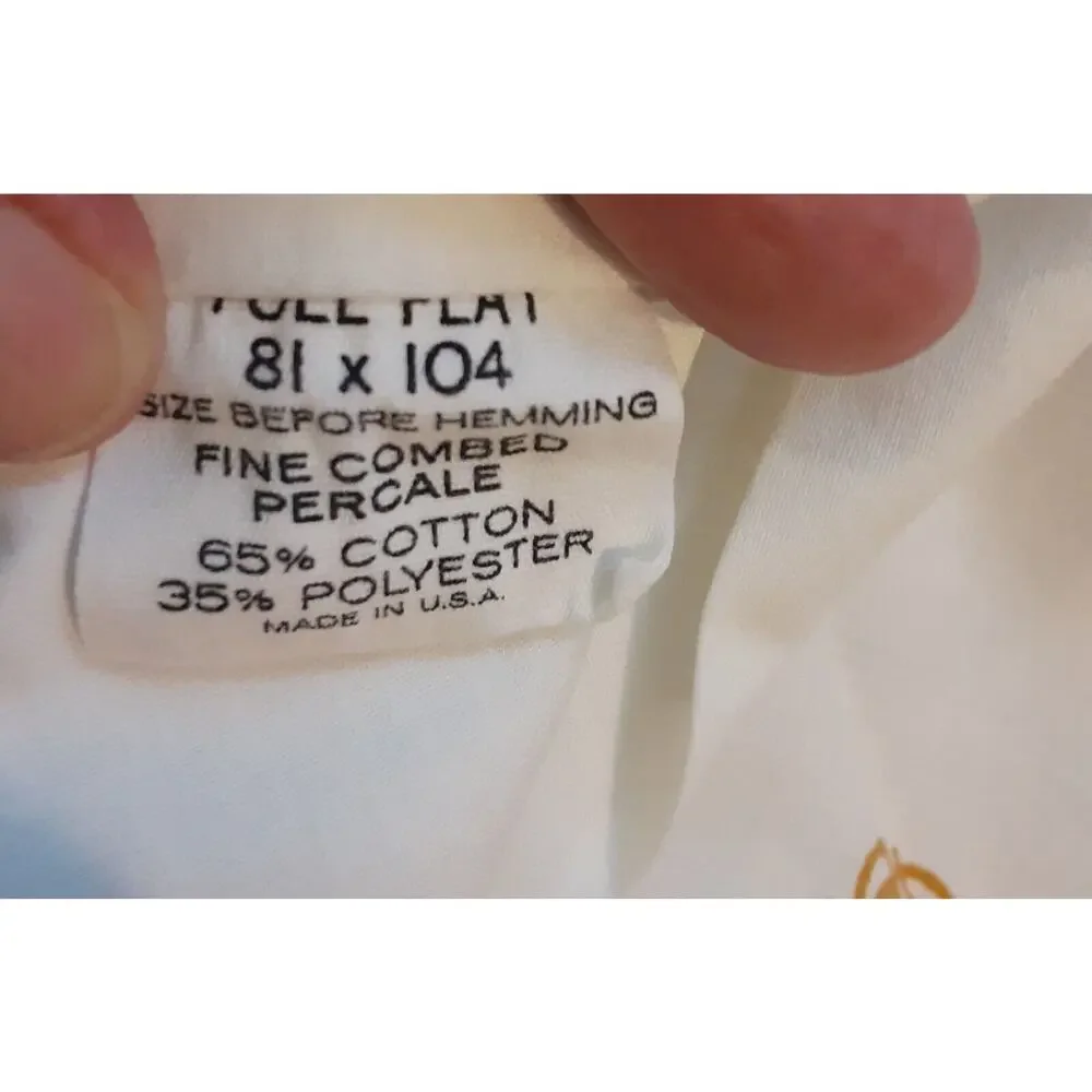 Vintage Field Crest Full Flat Sheet Goldenseal & White Grandma's House